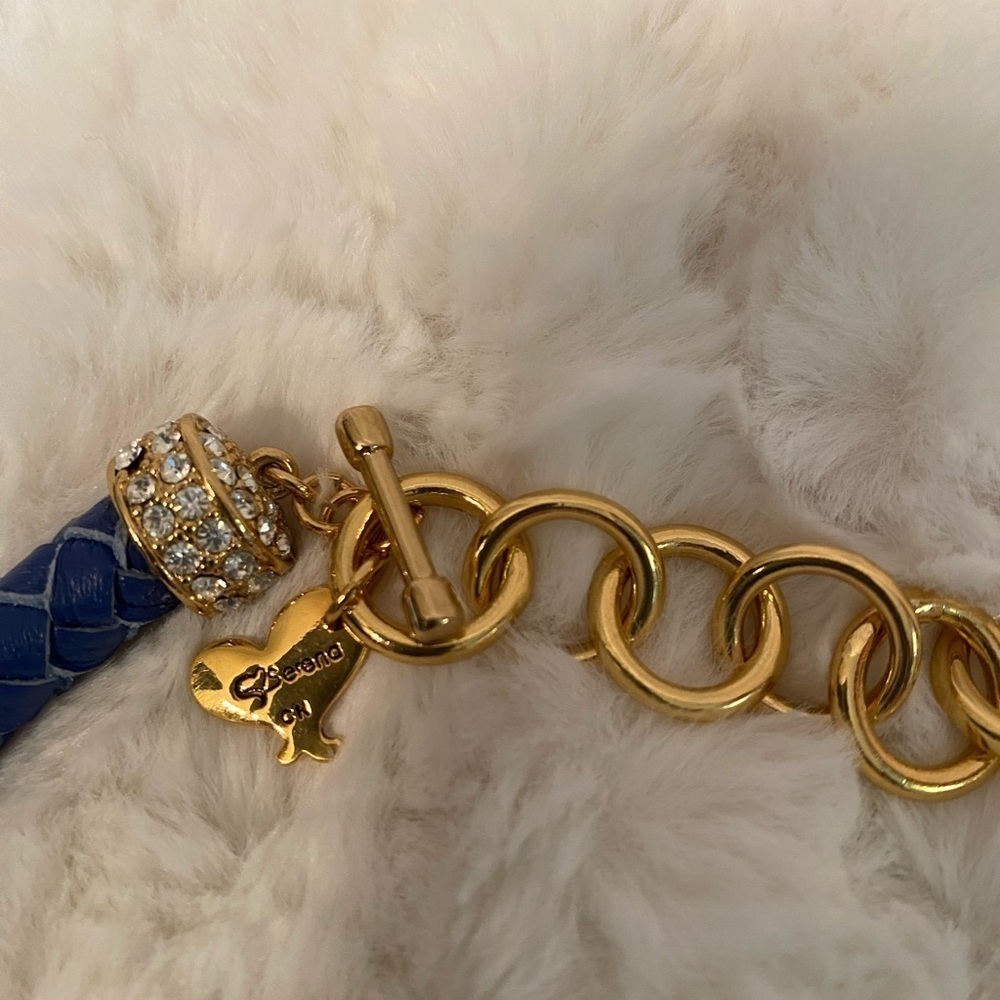 Serena Williams Blue
Leather Rope Necklace with Diamonique diamonds. Gold Beads - Picture 8 of 8